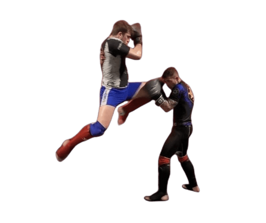 2 profesionales practicando kick boxing K1 en Valladolid